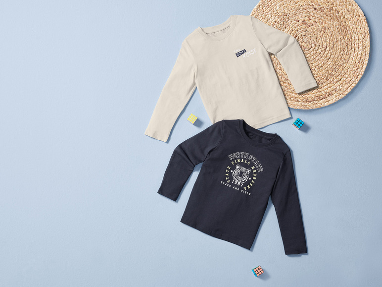 lupilu® Kleinkinder Langarmshirts, 2 Stück, aus reiner Baumwolle