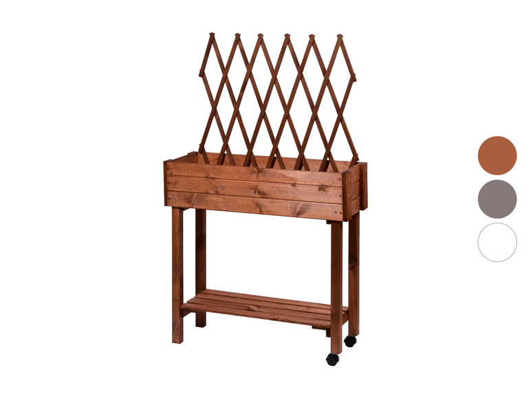 dobar Rollbares Hochbeet mit Rankgitter, L 79 x B 28,5 x H130 cm, aus Holz