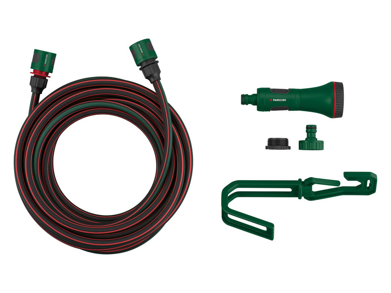 PARKSIDE® Terrassenschlauch-Set, 7,5 m, mit Gartenbrause und Wandaufhängung