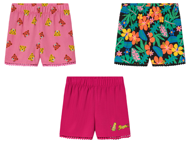 lupilu® Kleinkinder Shorts mit Häkel-Pompons am Beinabschluss