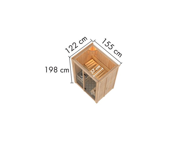Karibu System-Sauna »Shorty«, mit Fronteinstieg, 3,6 kW Ofen