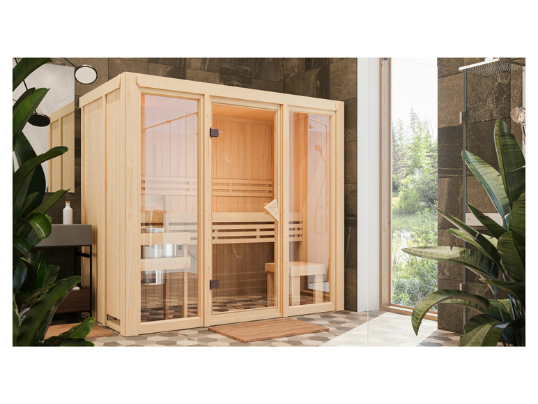 Karibu System-Sauna »Shorty«, mit Fronteinstieg, 3,6 kW Ofen