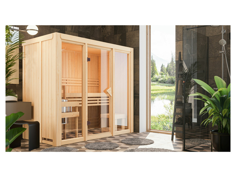 Karibu System-Sauna »Shorty«, mit Fronteinstieg, 3,6 kW Ofen