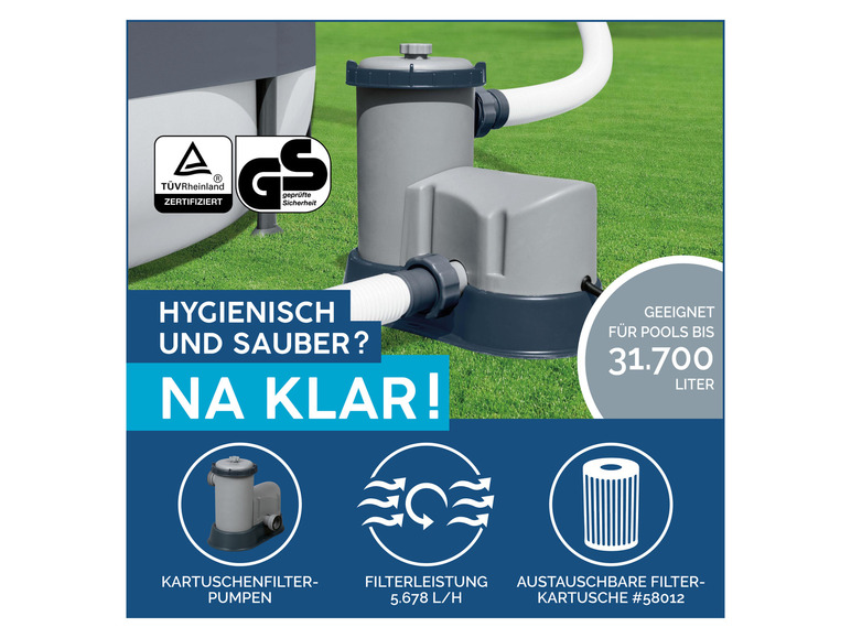 Bestway Power Steel™ Frame Pool Komplett-Set mit Filterpumpe, ca. L 549 x B 274 x L 122 cm