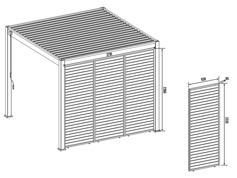Pergoline Seitenwandpaneel für Pavillon Trumpf und Superior Pergola, aus Aluminium