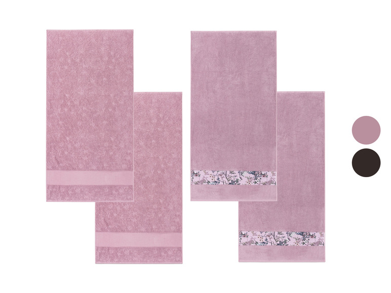 LIVARNO home Frottier-Gästehandtücher, 2 Stück, 50 x 100 cm