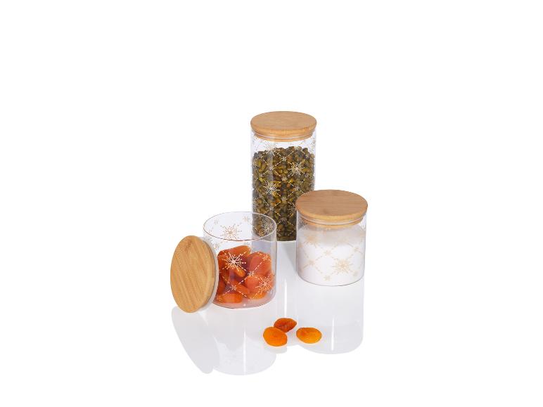 LIVARNO home Glas-Aufbewahrungsdosen-Set, 3-teilig