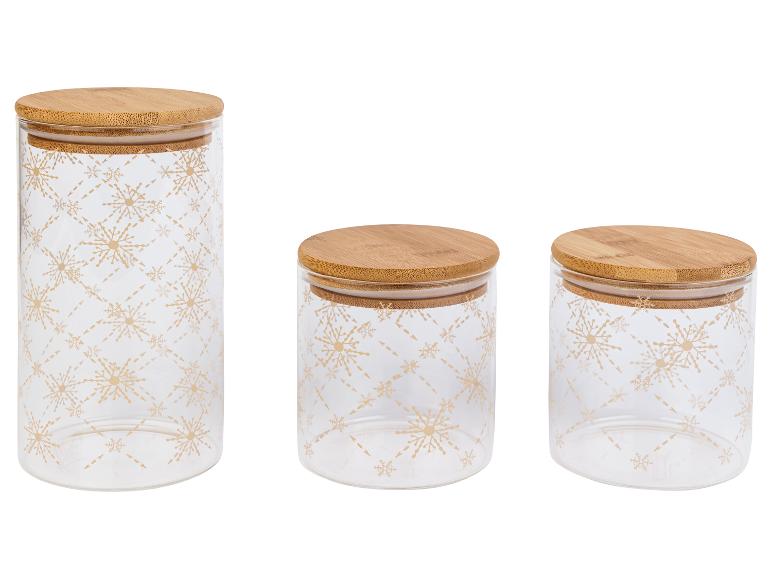 LIVARNO home Glas-Aufbewahrungsdosen-Set, 3-teilig