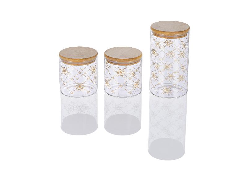 LIVARNO home Glas-Aufbewahrungsdosen-Set, 3-teilig