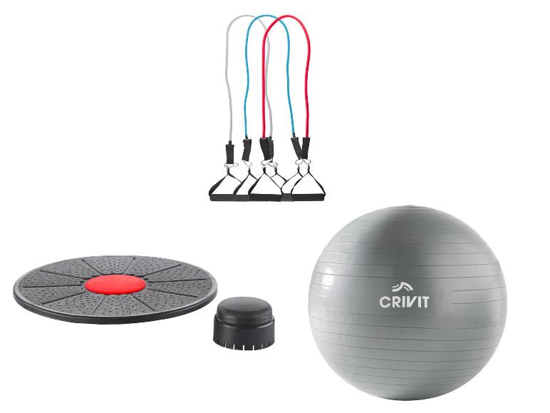 CRIVIT Balance Board / Soft Gymnastikball / Fitnessband-Set