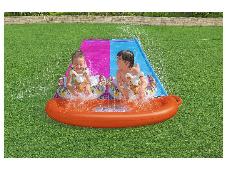 Bestway Doppel-Wasserrutsche mit aufblas baren Schwimmtieren 487 x 138cm