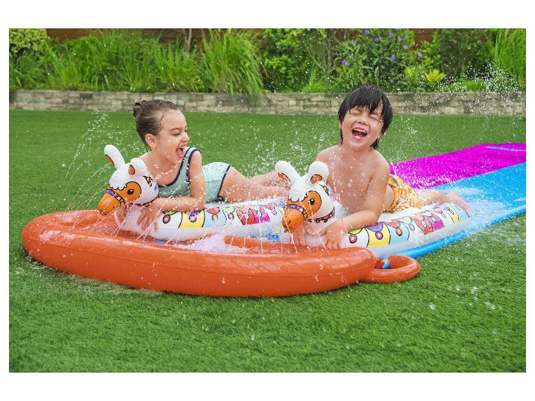 Bestway Doppel-Wasserrutsche mit aufblas baren Schwimmtieren 487 x 138cm