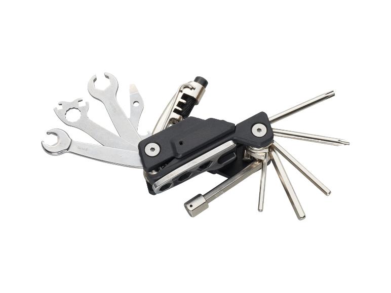 CRIVIT Fahrrad Multifunktionstool/Untersatteltasche mit Werkzeug/Minipumpe mit Manometer