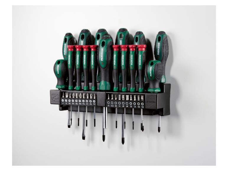 PARKSIDE® Bit- und Schraubendrehersatz mit Wandhalterung, 37-teilig