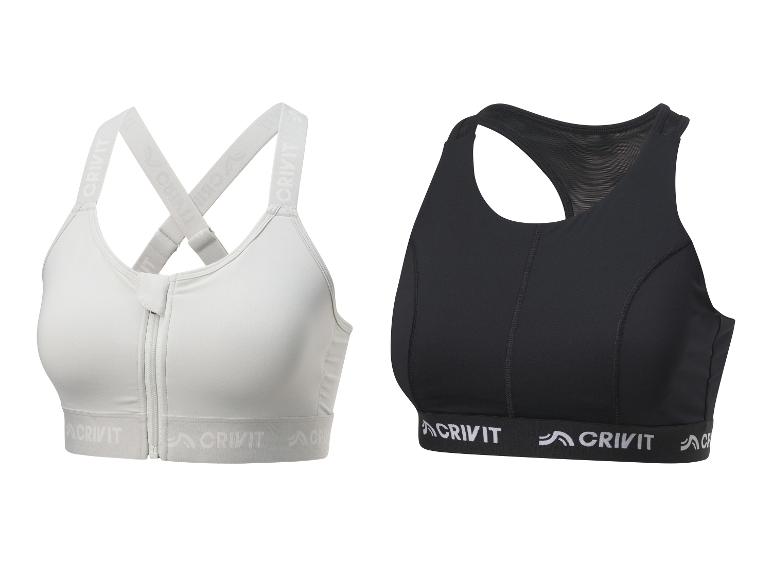 CRIVIT Damen Sportbustier, High-Level, mit Mesh-Einsätzen