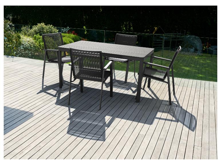 LIVARNO home Alu-Gartentisch »Miami«, mit dekorativer Holzstruktur, anthrazit