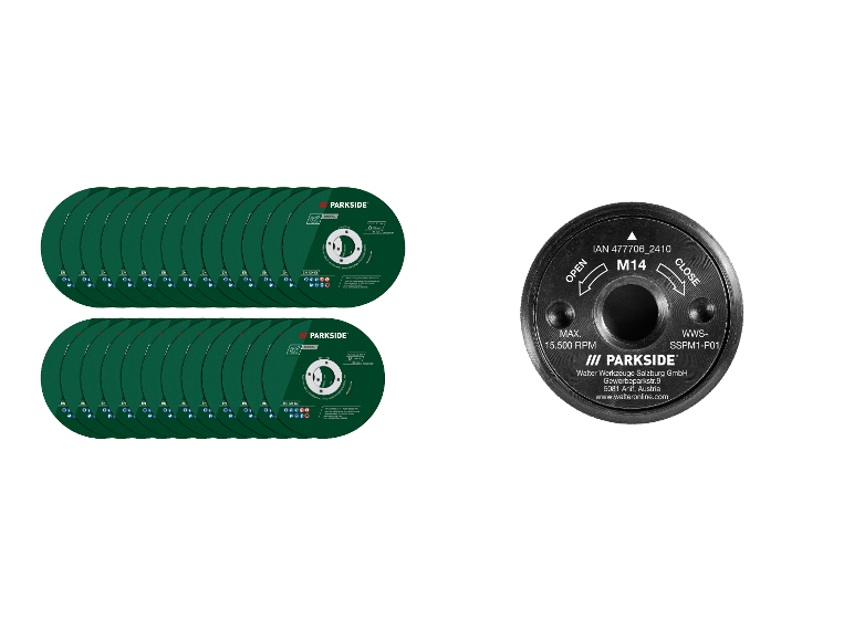 PARKSIDE® Metall-Trennscheiben, 25-teilig / Schnellspannmutter für Winkelschleifer