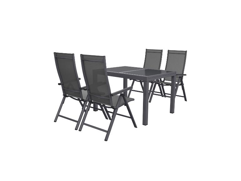 LIVARNO home Alu-Set »Houston«, 5-teilig - Ausziehtisch & 4 Hochlehner, grau