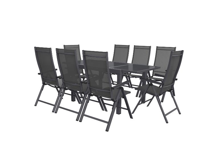 LIVARNO home Alu-Set »Houston«, 9-teilig - Ausziehtisch & 8 Hochlehner, grau