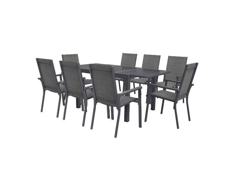 LIVARNO home Alu-Set »Houston«, 9-teilig - Ausziehtisch & 8 Stapelsessel, grau