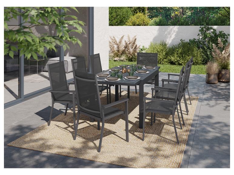 LIVARNO home Alu-Set »Houston«, 9-teilig - Ausziehtisch & 8 Stapelsessel, grau