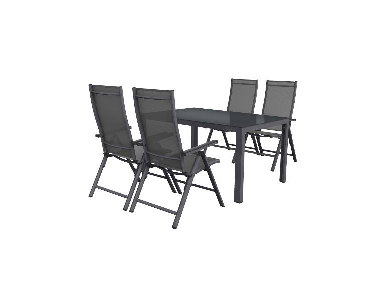LIVARNO home Alu-Set »Houston«, 5-teilig - Standardtisch & 4 Hochlehner, grau