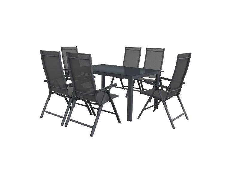LIVARNO home Alu-Set »Houston«, 7-teilig - Standardtisch & 6 Hochlehner, grau  LIVARNO home Alu-Set »Houston«, 7-teilig - Standardtisch & 6 Hochlehner, grau