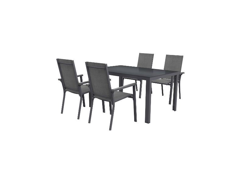 LIVARNO home Alu-Set »Houston«, 5-teilig - Standardtisch & 4 Stapelsessel, grau
