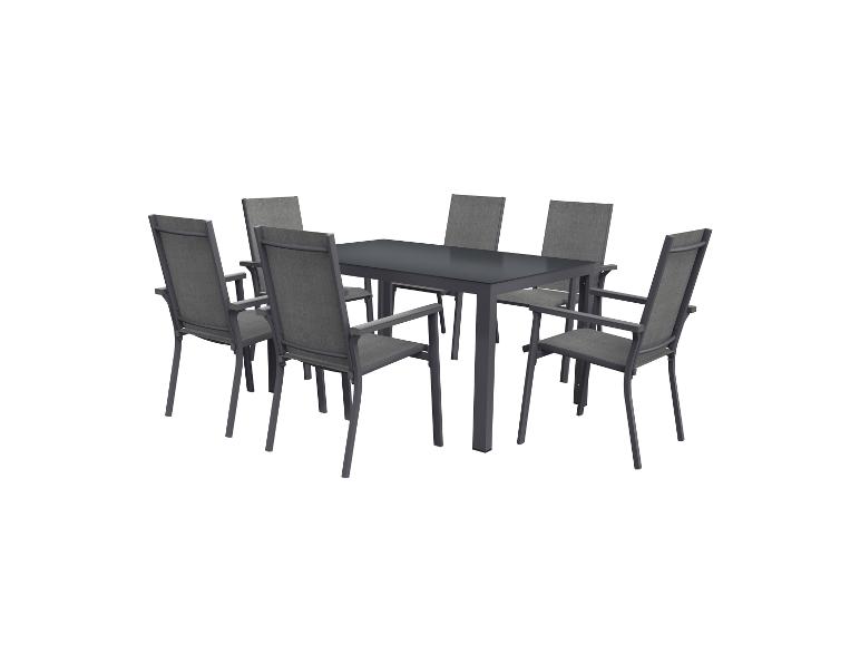 LIVARNO home Alu-Set »Houston«, 7-teilig - Standardtisch & 6 Stapelsessel, grau