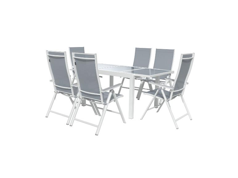 LIVARNO home Alu-Set »Houston«, 7-teilig - Ausziehtisch & 6 Hochlehner, weiß/hellgrau
