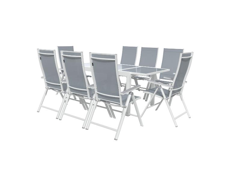LIVARNO home Alu-Set »Houston«, 9-teilig - Ausziehtisch & 8 Hochlehner, weiß/hellgrau