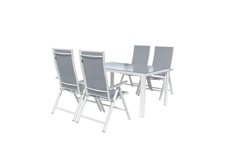 LIVARNO home Alu-Set »Houston«, 5-teilig - Standardtisch & 4 Hochlehner, weiß/hellgrau