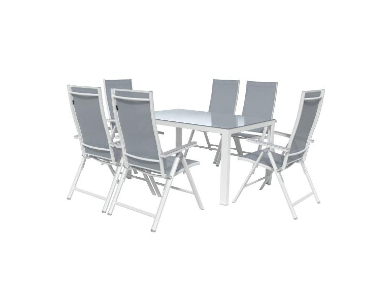 LIVARNO home Alu-Set »Houston«, 7-teilig - Standardtisch & 6 Hochlehner, weiß/hellgrau