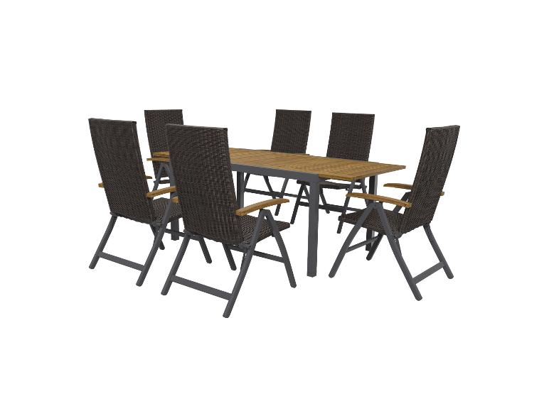 LIVARNO home Geflecht-Set »Valencia«, 7-teilig - Ausziehtisch & 6 Klappsessel, braun