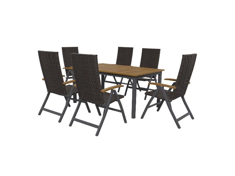 LIVARNO home Geflecht-Set »Valencia«, 7-teilig - Standardtisch & 6 Hochlehner, braun