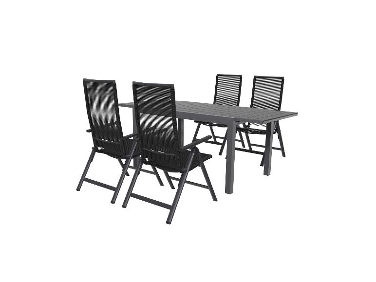 LIVARNO home Alu-Rope-Set »Miami«, 5-teilig - Ausziehtisch und 4 Hochlehner, anthrazit
