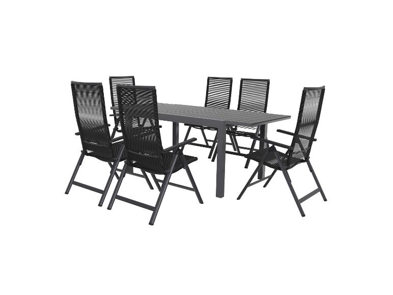 LIVARNO home Alu-Rope-Set »Miami«, 7-teilig - Ausziehtisch und 6 Hochlehner, anthrazit