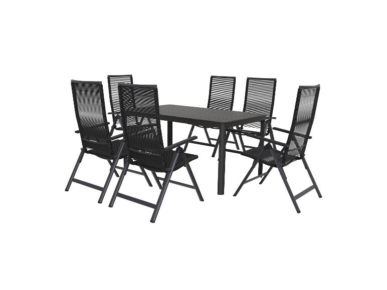 LIVARNO home Alu-Rope-Set »Miami«, 7-teilig - Standardtisch & 6 Hochlehner, anthrazit