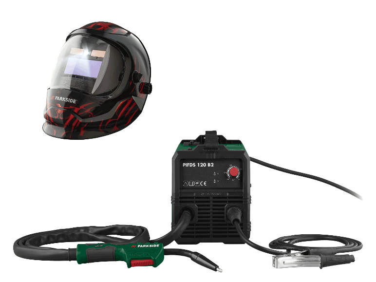 PARKSIDE® Schweißgerät Inverter-Fülldraht »PIFDS 120 B2« + Schweißhelm Automatik mit LED schwarz/rot PARKSIDE® Schweißgerät Inverter-Fülldraht »PIFDS 120 B2« + Schweißhelm Automatik mit LED schwarz/rot
