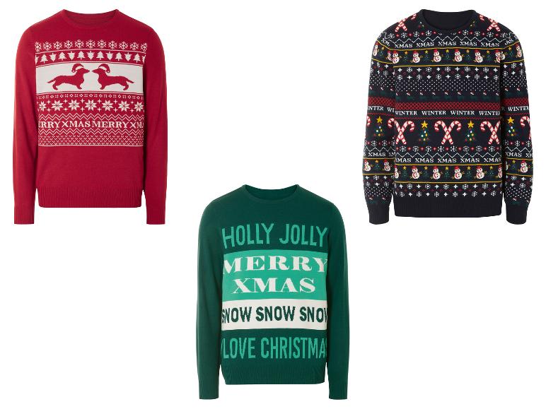 LIVERGY® Herren Weihnachtspullover, weiche Strickqualität