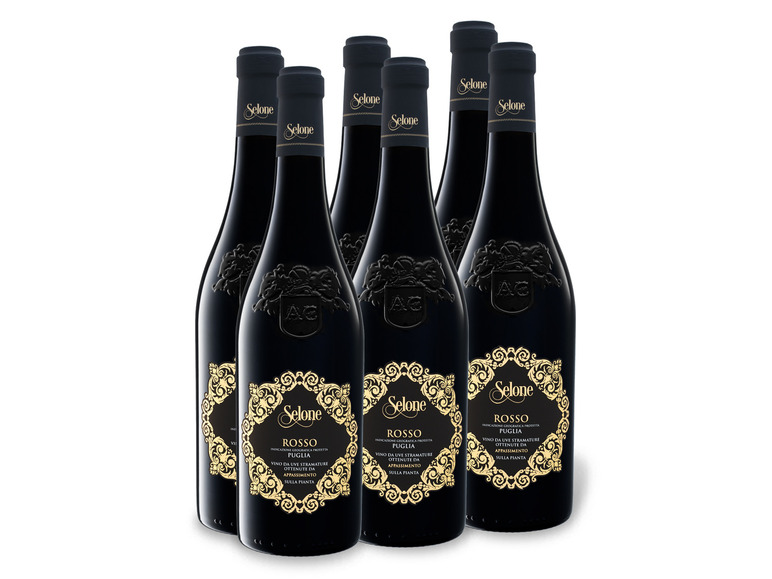 6 x 0,75-l-Flasche Weinpaket Selone Rosso Puglia IGP halbrocken, Rotwein