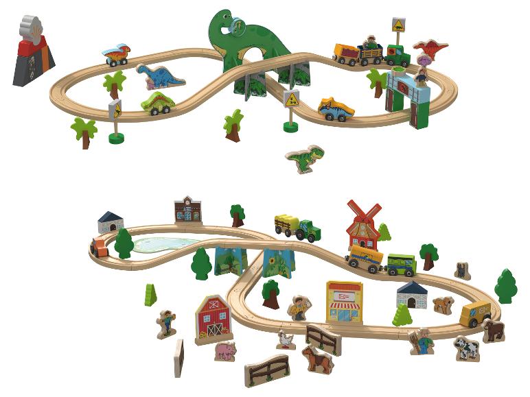 PLAYTIVE Eisenbahn-Set »Dinosaurier / Farm«, aus Echtholz