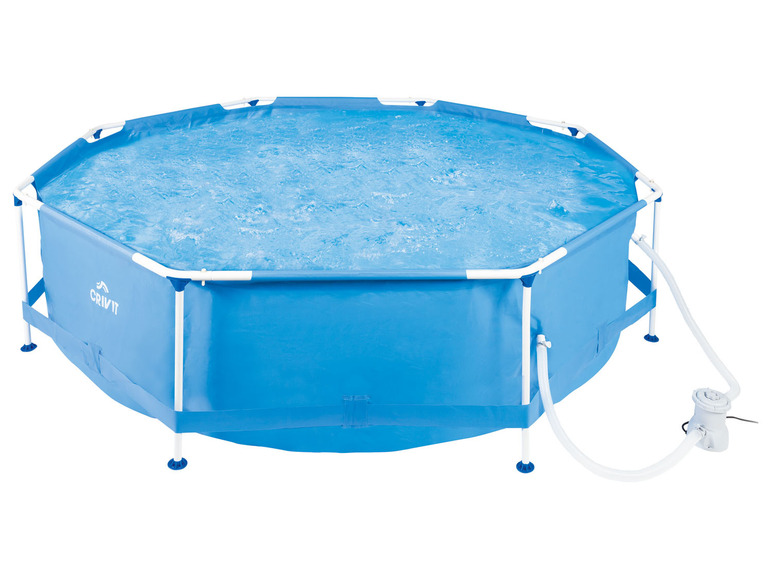 CRIVIT Metal-Frame-Pool, Ø 300 x H 76 cm, inkl. Filterpumpe