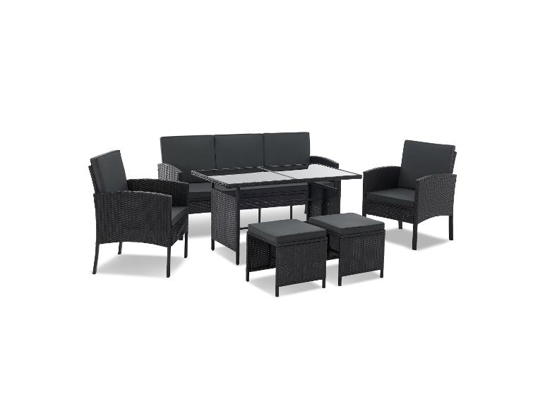 JUSKYS Polyrattan Gartenmöbel Sitzgruppe Turin schwarz