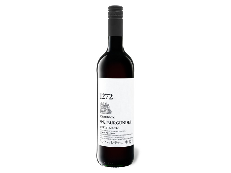 SCHAUBECK 1272 Spätburgunder Württemberg QbA trocken, Rotwein 2022