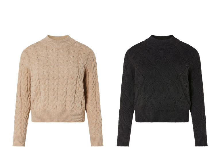 ESMARA® Damen Grobstick-Pullover mit Stehkragen
