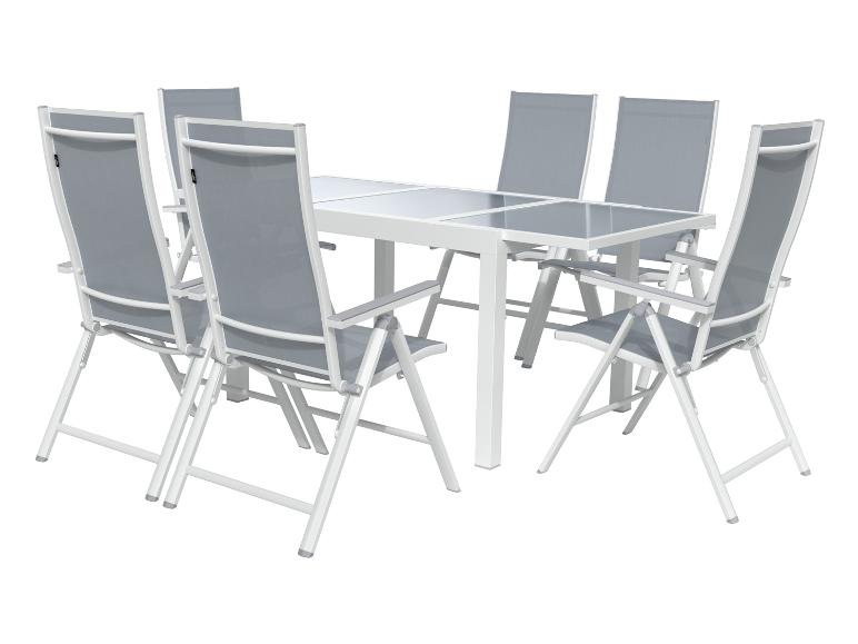 LIVARNO HOME Alu-Set »Houston«, 7-teilig - Ausziehtisch & 6 Klappsessel, weiß