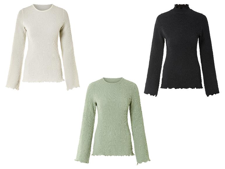 ESMARA® Damen Langarmshirt, mit modischem Jacquard-Jersey