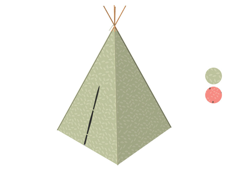 PLAYTIVE Tipi Spielzelt Waldtiere, aus massivem Kiefernholz