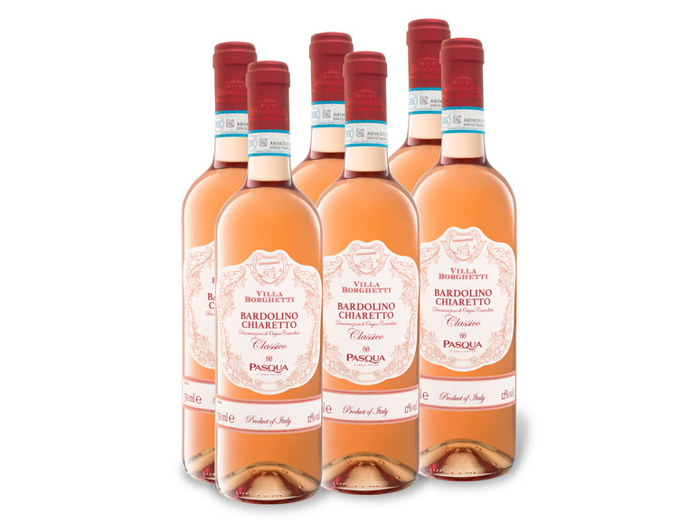 6 x 0,75-l-Flasche Pasqua Villa Borghetti Bardolino Chiaretto Classico DOC trocken, Roséwein